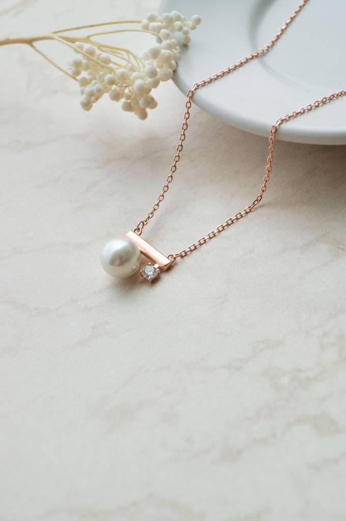 Mannash Pearl Underscore Rose Gold Plated Sterling Silver Chain Necklace : MCRND832D1950