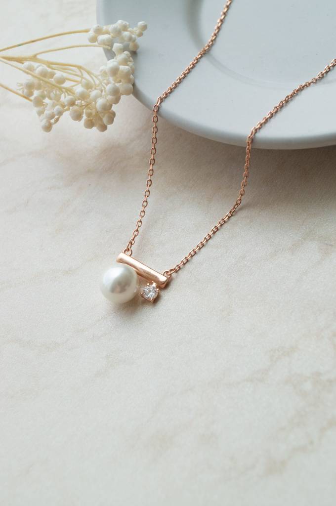 Mannash Pearl Underscore Rose Gold Plated Sterling Silver Chain Necklace : MCRND832D1950