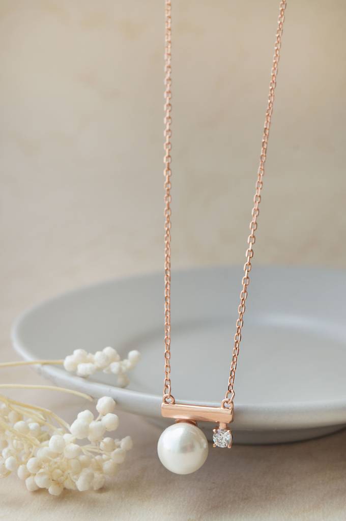 Mannash Pearl Underscore Rose Gold Plated Sterling Silver Chain Necklace : MCRND832D1950