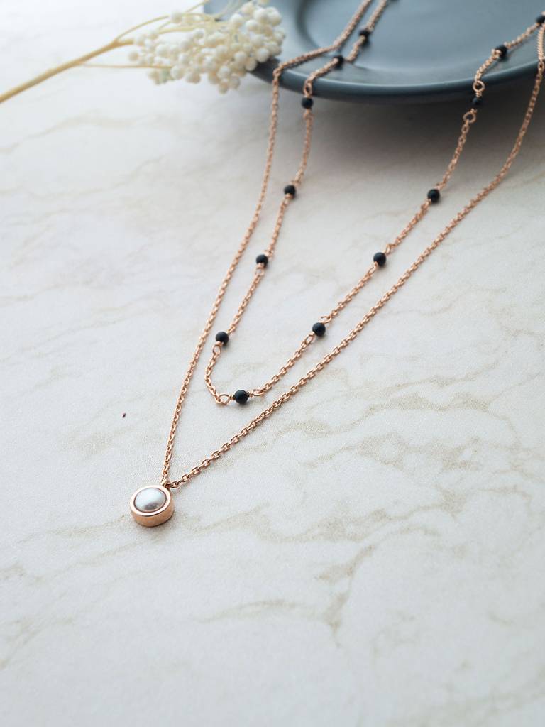 Trending Multilayer With Pearl Gold Plated Sterling Silver Mangalsutra Necklace : MCRNM854D1982