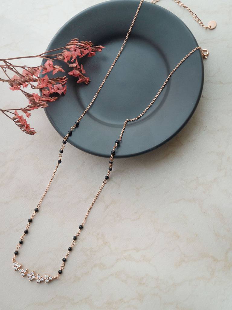 Dainty Flower Magic Gold Plated Sterling Silver Mangalsutra Necklace : MCRNM855D1984
