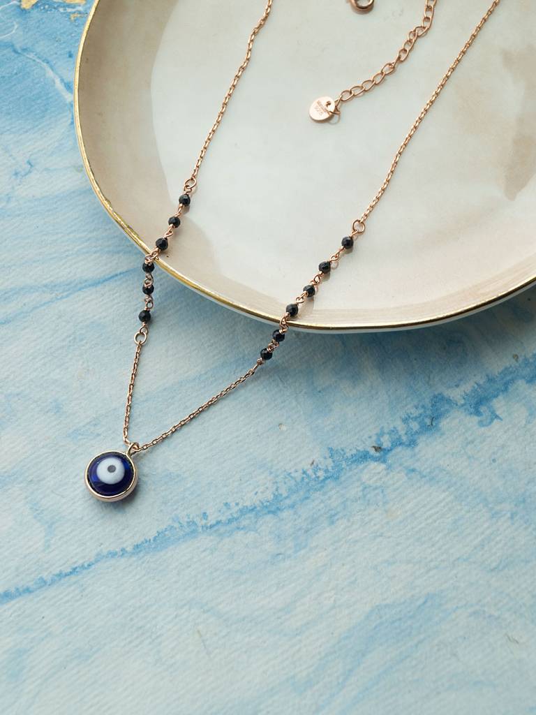 Stylish Evil Eye Gold Plated Sterling Silver Mangalsutra Necklace : MCRNM860D1992