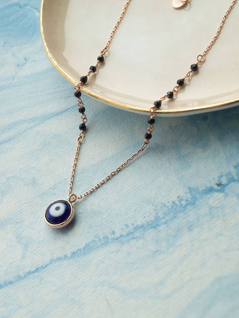 Stylish Evil Eye Gold Plated Sterling Silver Mangalsutra Necklace : MCRNM860D1992