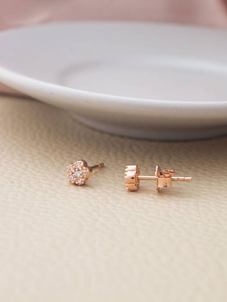 Mannash Happy Flower Rose Gold Plated Sterling Silver Necklace Set : MCRNS296D2057