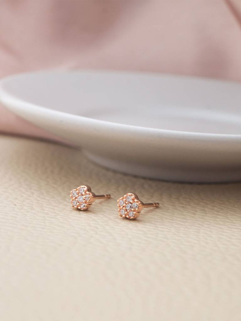 Mannash Happy Flower Rose Gold Plated Sterling Silver Necklace Set : MCRNS296D2057
