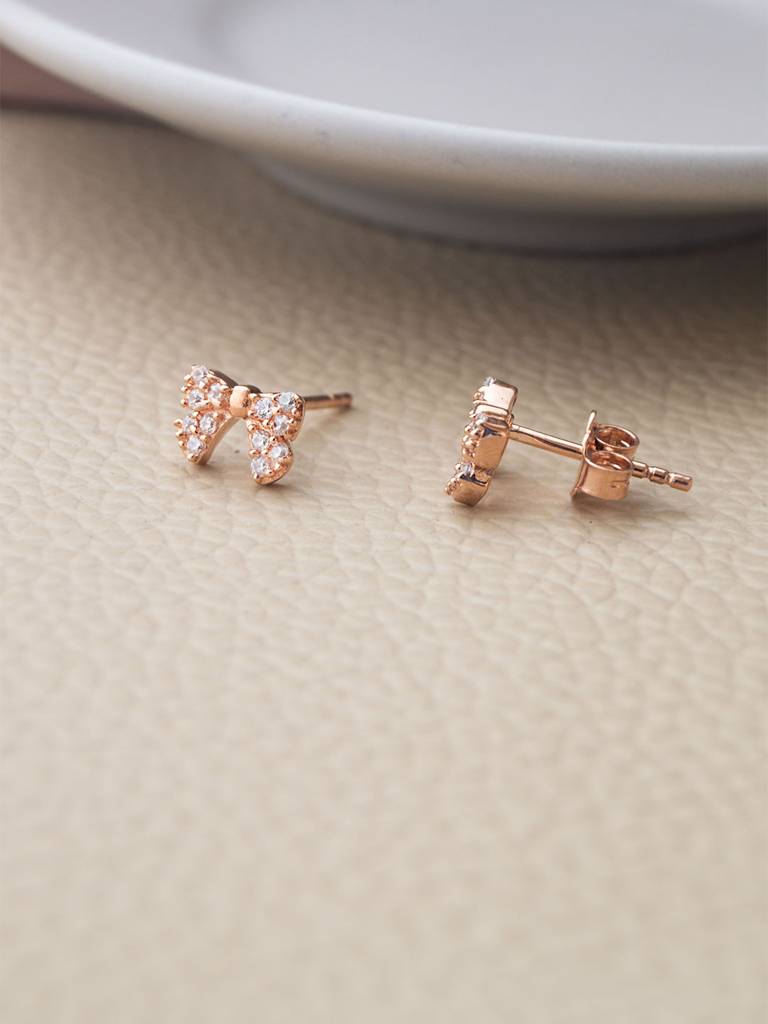 Cutie Bow Rose Gold Plated Sterling Silver Necklace Set : MCRNS423D2056