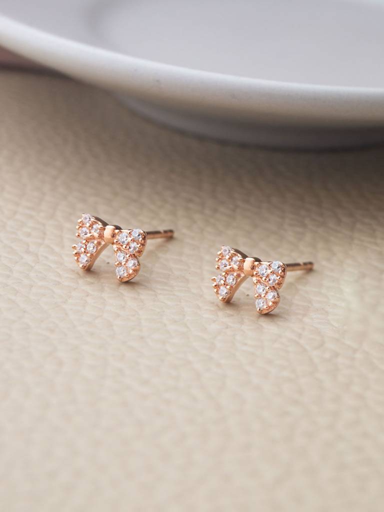 Cutie Bow Rose Gold Plated Sterling Silver Necklace Set : MCRNS423D2056