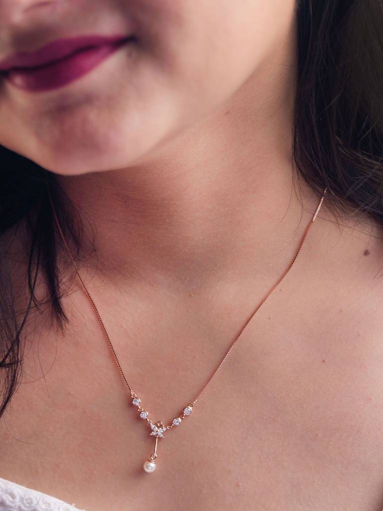 Mannash Butterfly Paradise Rose Gold Plated Sterling Silver Necklace Set : MCRNS881D2063