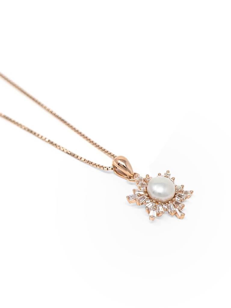 Pearl Celebration Rose Gold Plated Sterling Silver Pendant With Chain : MCRPC571D1338