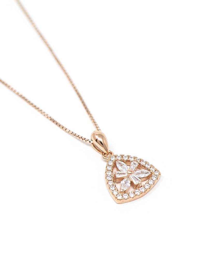 Mannash Triangular Flower Rose Gold Plated Sterling Silver Pendant : MCRPC573D1348