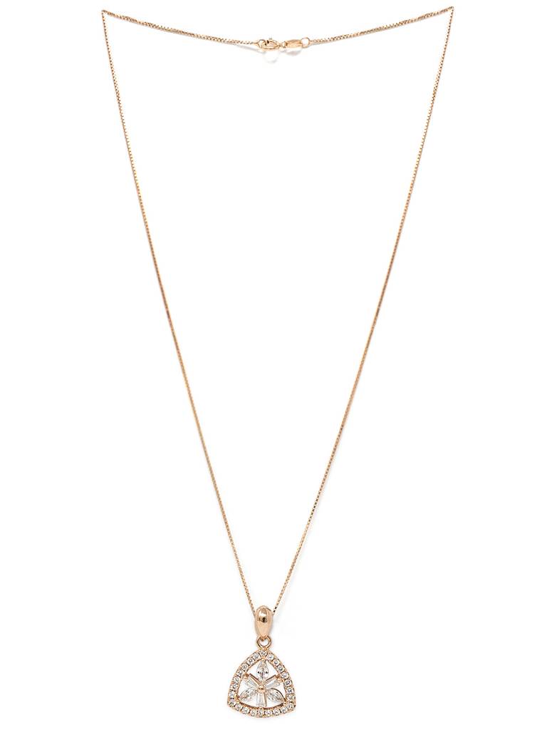 Mannash Triangular Flower Rose Gold Plated Sterling Silver Pendant : MCRPC573D1348