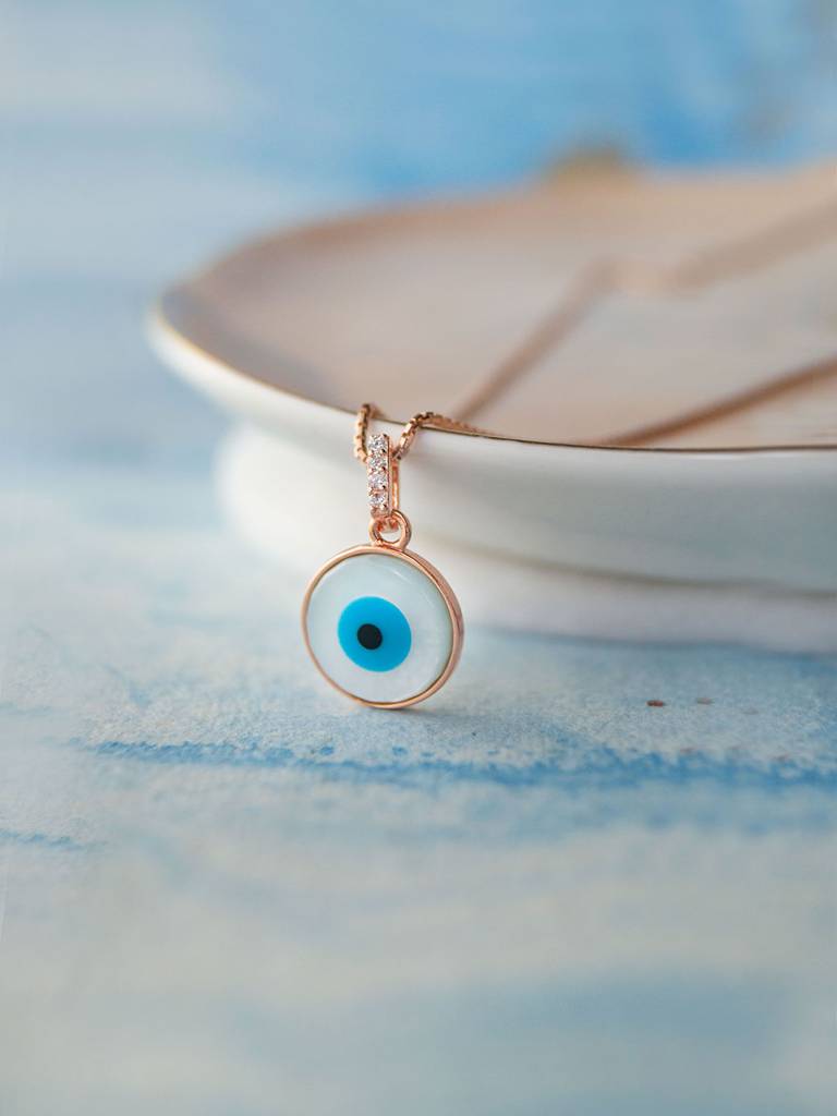 Evergreen Evil Eye Rose Gold Plated Sterling Silver Pendant With Chain : MCRPC591D1400