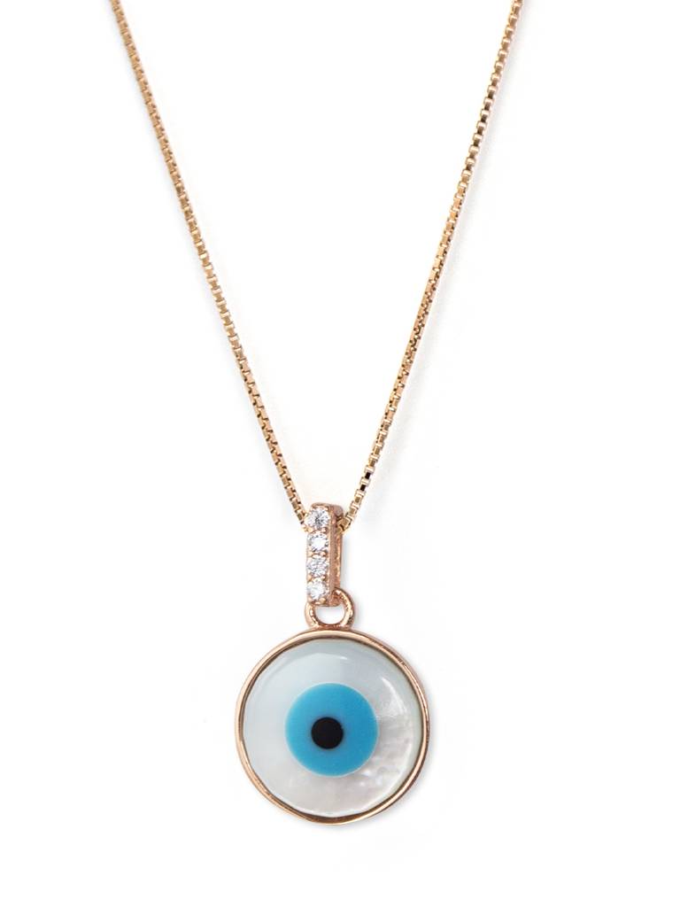 Evergreen Evil Eye Rose Gold Plated Sterling Silver Pendant With Chain : MCRPC591D1400