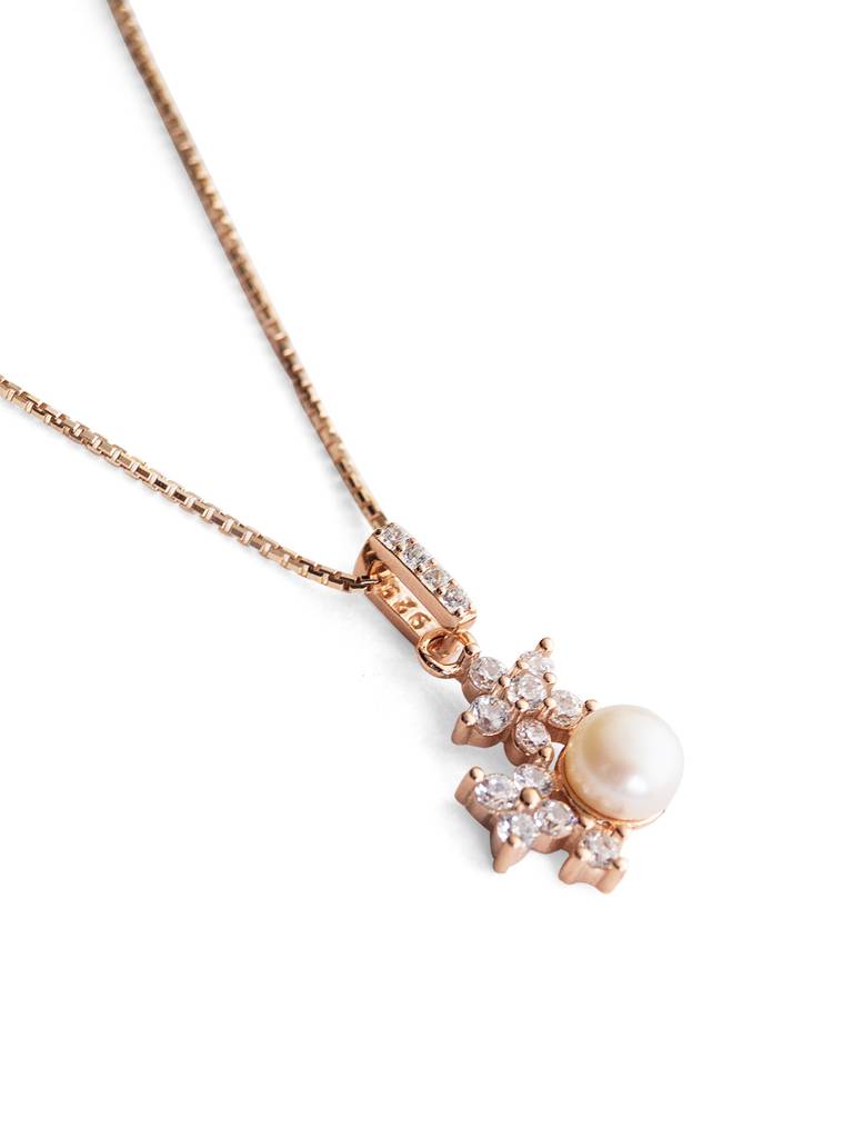 Pearly Flower Garland Rose Gold Plated Sterling Silver Pendant With Chain : MCRPC594D1420