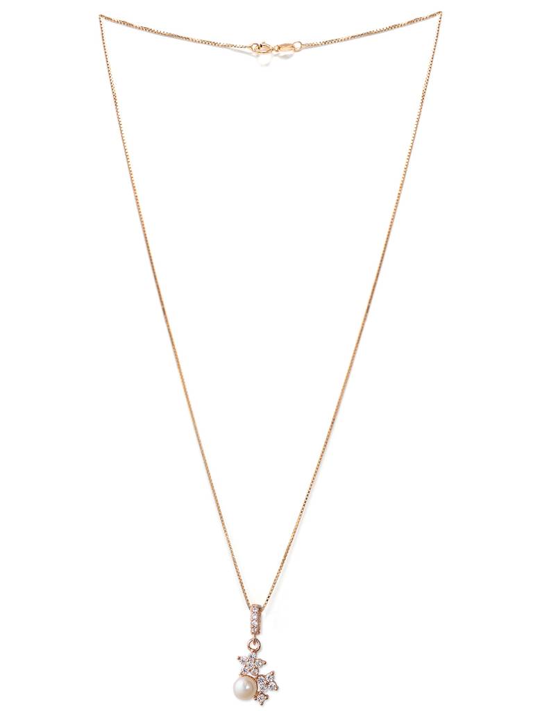 Pearly Flower Garland Rose Gold Plated Sterling Silver Pendant With Chain : MCRPC594D1420
