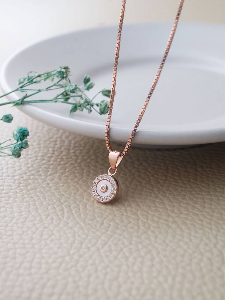 Sterling silver rose plated pearl pend Sterling silver rose plated pearl pend