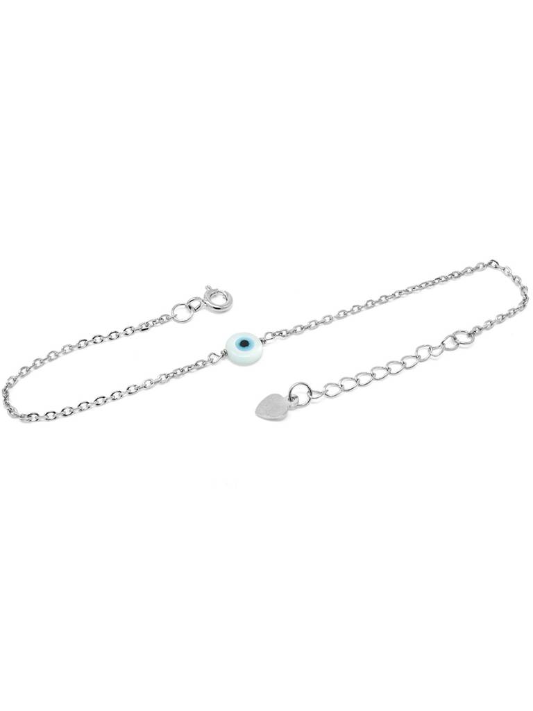 Popular Mother-of-Pearl Blue Evil Eye Silver Adjustable Bracelet (Rose Gold)