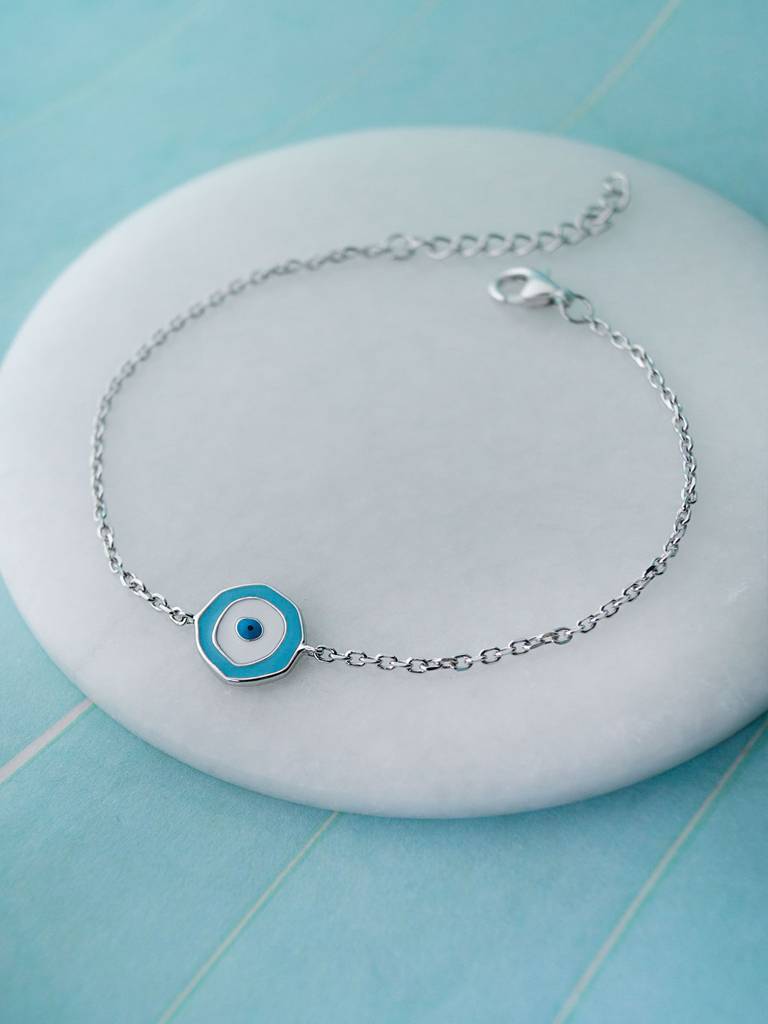 Mannash Unconventional Evil Eye 925 Sterling Silver Chain Bracelet