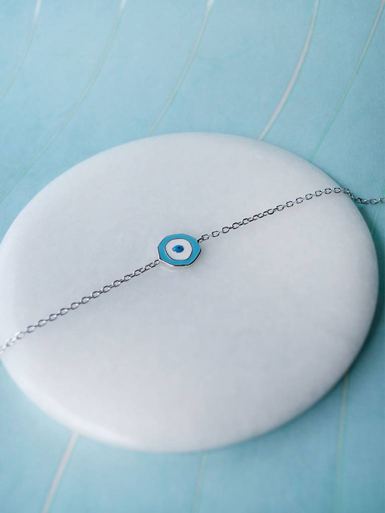 Mannash Unconventional Evil Eye 925 Sterling Silver Chain Bracelet