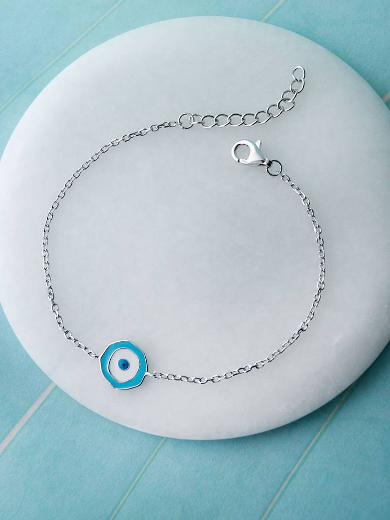 Mannash Unconventional Evil Eye 925 Sterling Silver Chain Bracelet