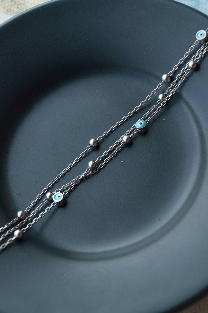 Mannash Playfully Layered Evil Eye Sterling Silver Chain Bracelet : MCSBC813D1920