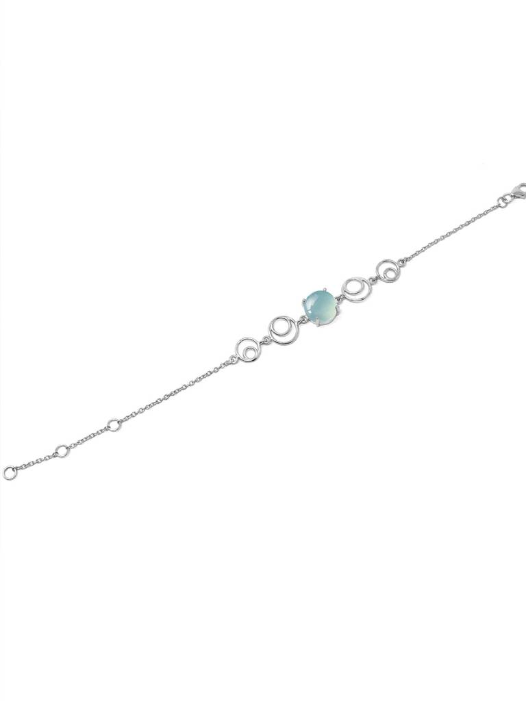 Aqua Circle Game Sterling Silver Chain Bracelet