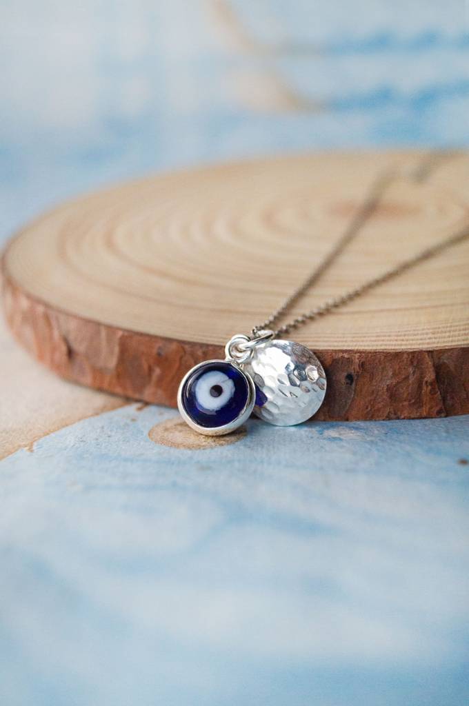 Evil Eye Gold Plated Sterling Silver Charm Pendant With Chain : MCSCPC667D1587