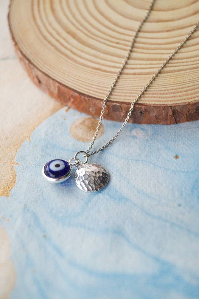 Evil Eye Gold Plated Sterling Silver Charm Pendant With Chain : MCSCPC667D1587