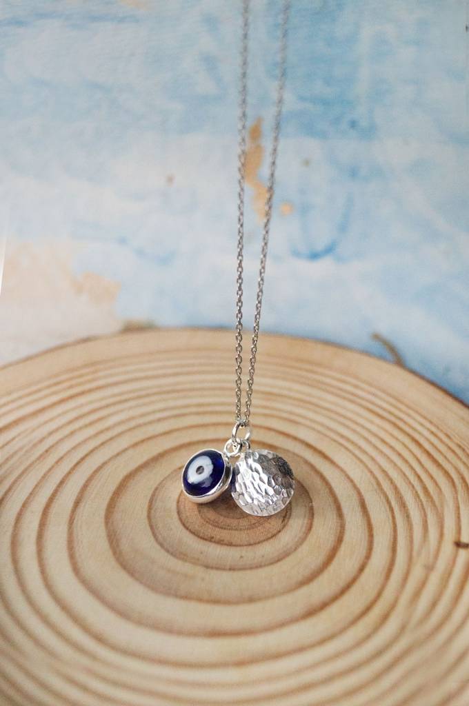 Evil Eye Gold Plated Sterling Silver Charm Pendant With Chain : MCSCPC667D1587