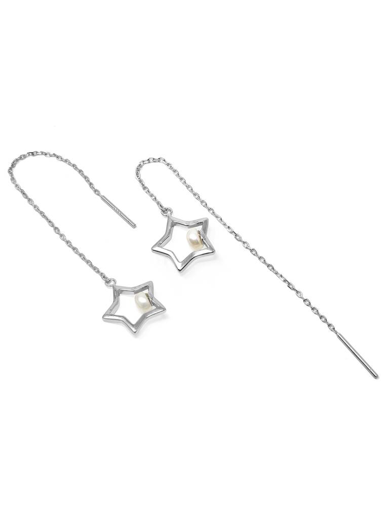 Twinkling Star Threader Sterling Silver Slip On Earrings : MCSED302D591