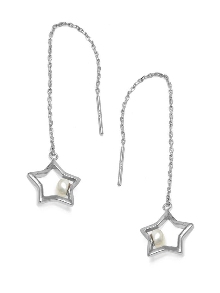Twinkling Star Threader Sterling Silver Slip On Earrings : MCSED302D591