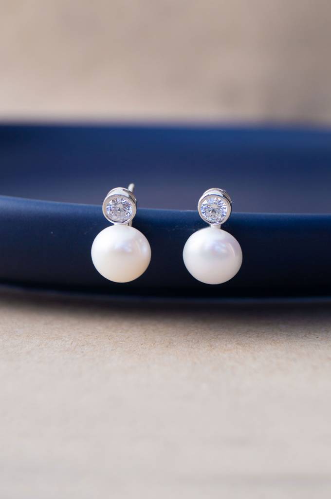 Mannash Pearl With A Bling Sterling Silver Drop Earrings : MCSED461D1104