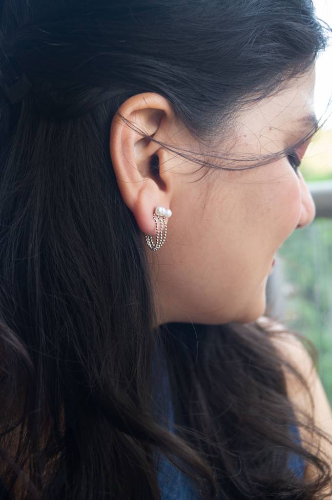 Mannash Pearl Waterfall Sterling Silver Dangler Earrings : MCSEG636D1503