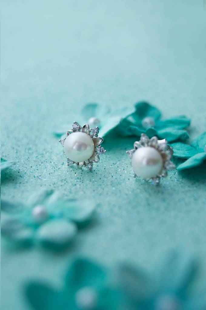 Mannash Fairy Land Statement Pearl Sterling Silver Stud Earrings : MCSES233D459