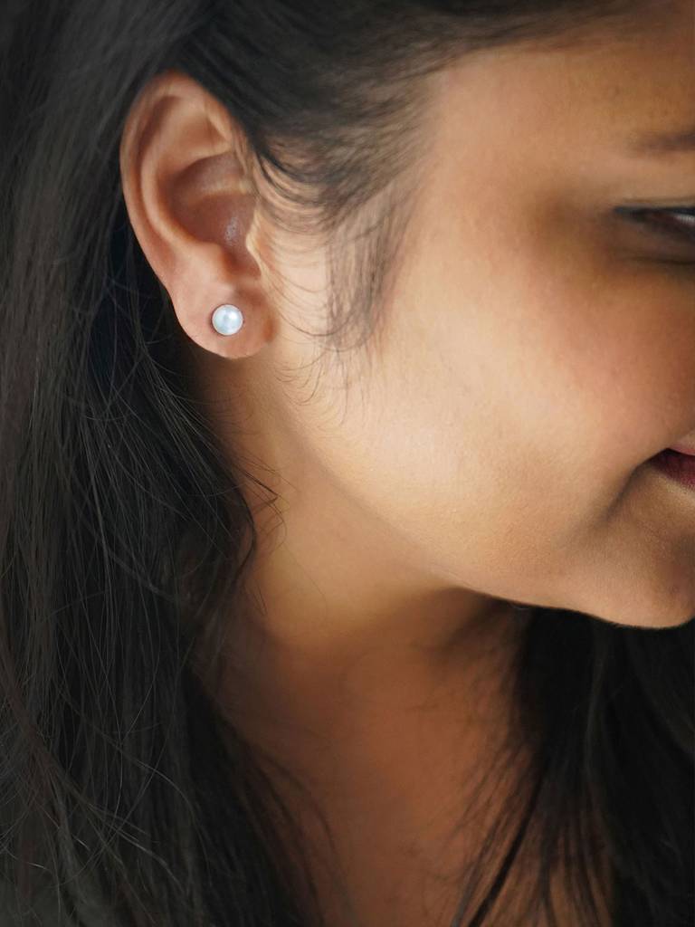 Classic Fresh Water Pearl Sterling Silver Stud Earrings
