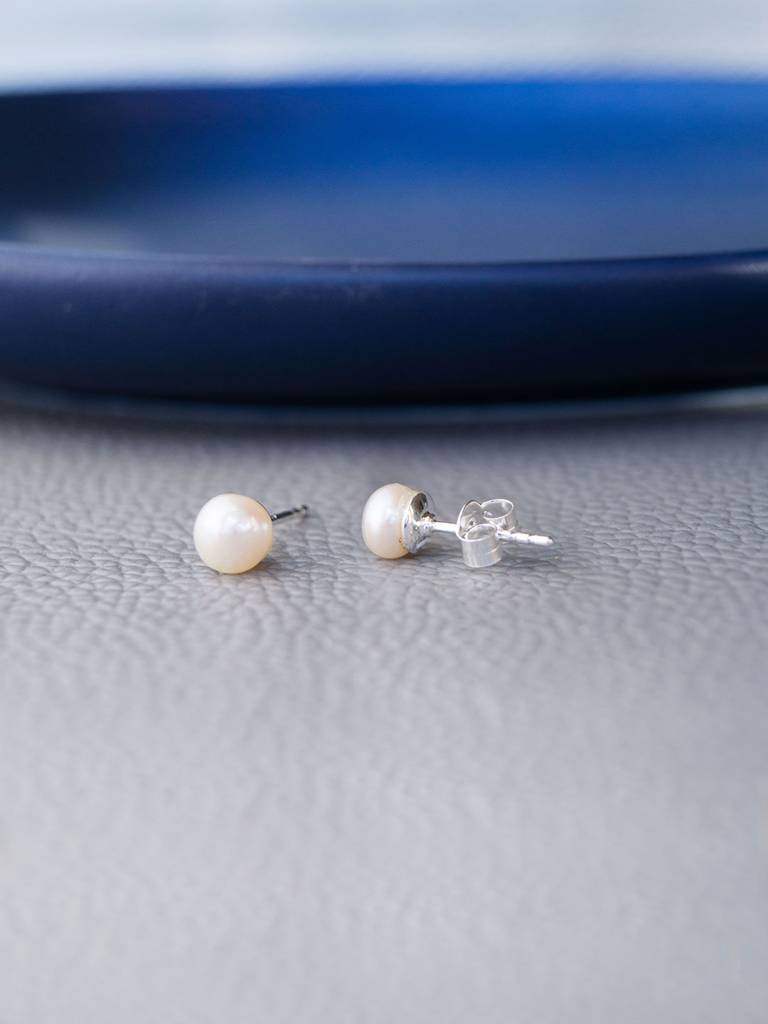 Classic Fresh Water Pearl Sterling Silver Stud Earrings