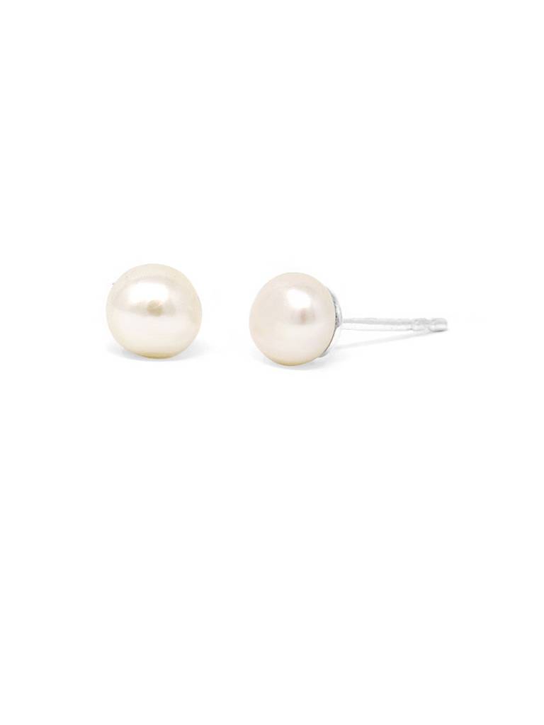 Classic Fresh Water Pearl Sterling Silver Stud Earrings