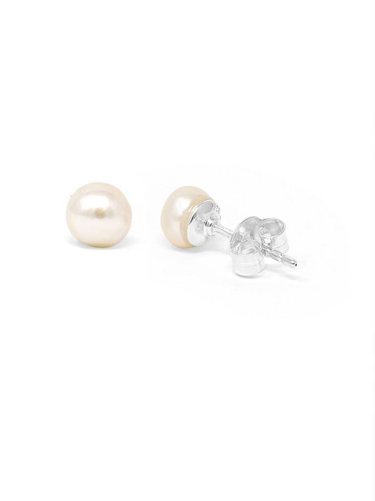 Classic Fresh Water Pearl Sterling Silver Stud Earrings
