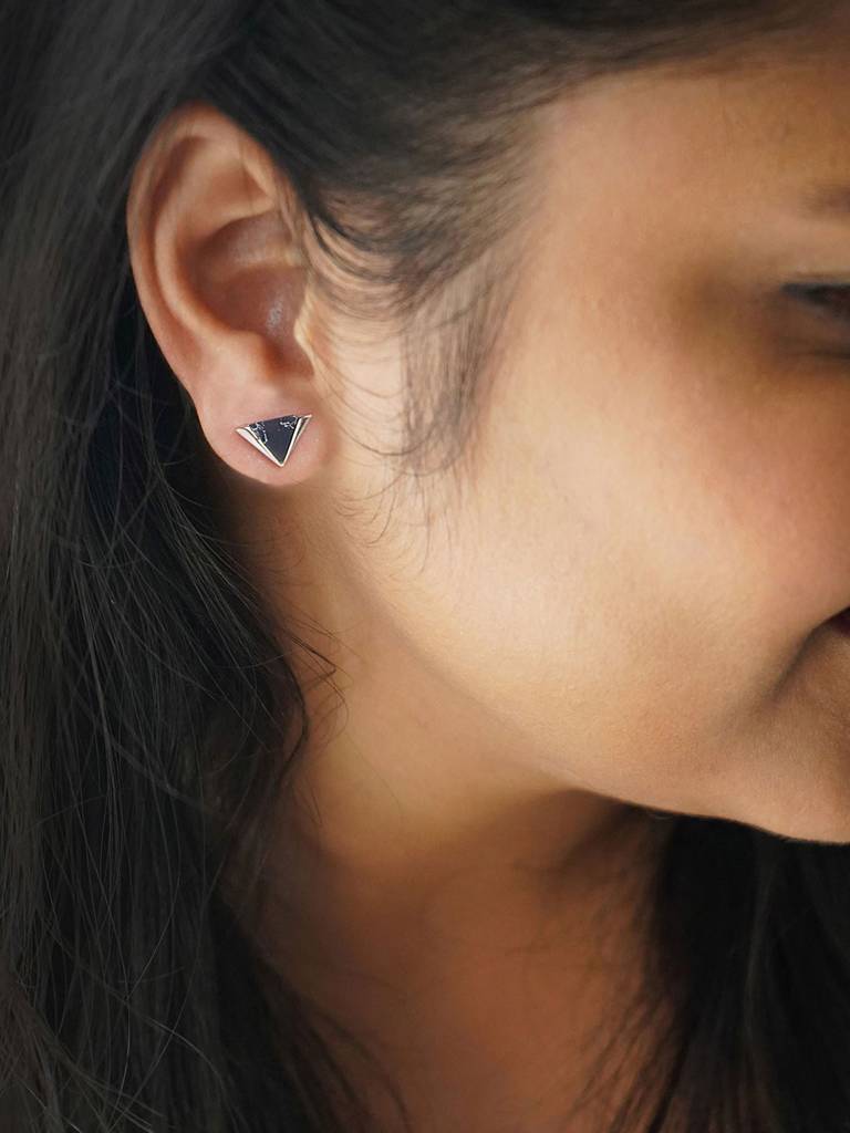 Mannash Minaret Triangle Sterling Silver Stud Earrings : MCSES436D1056