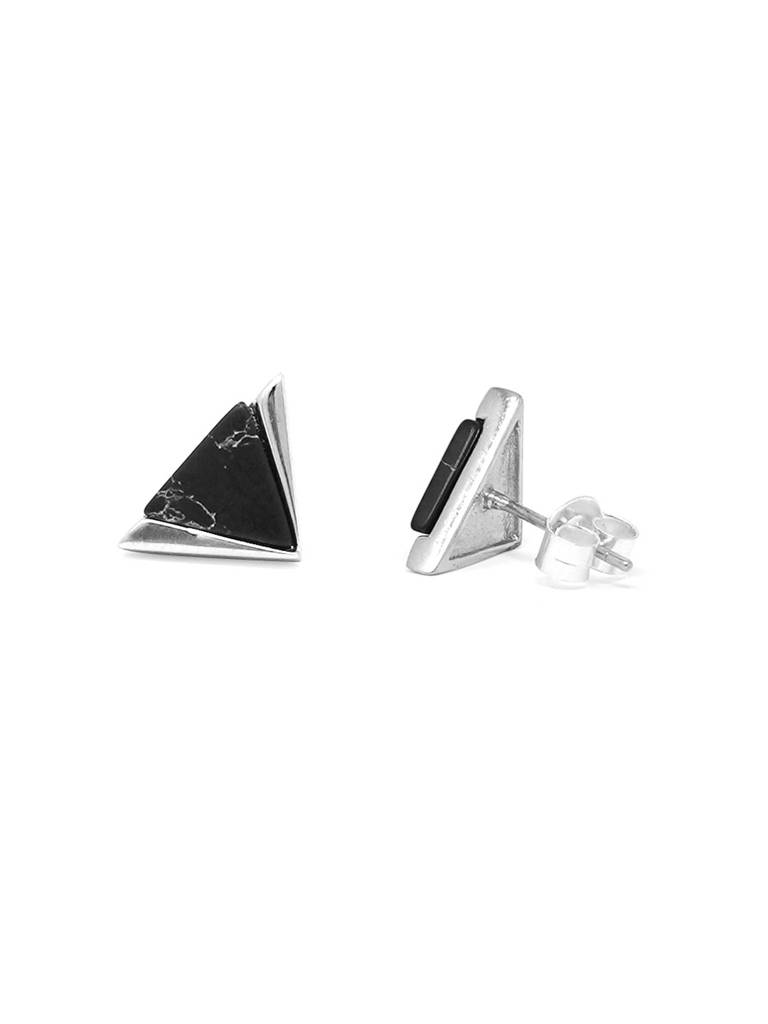 Mannash Minaret Triangle Sterling Silver Stud Earrings : MCSES436D1056