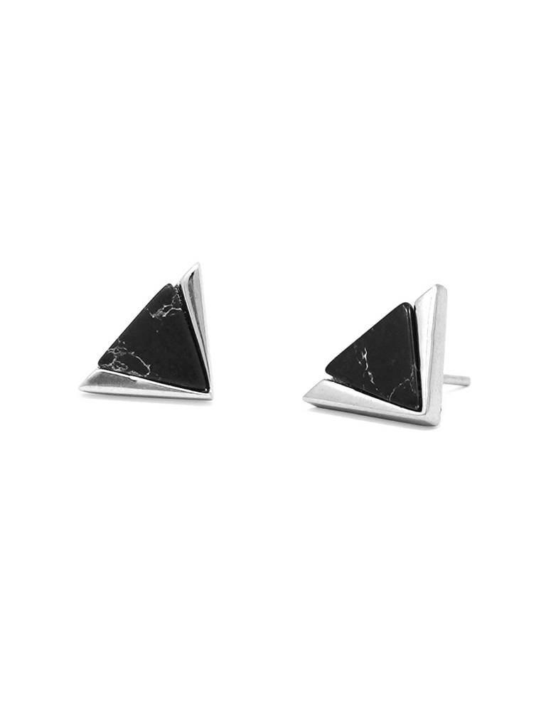 Mannash Minaret Triangle Sterling Silver Stud Earrings : MCSES436D1056