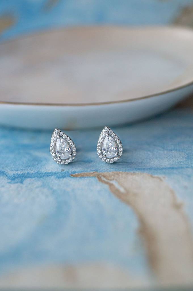 Mannash Trendy Dual Layered Solitaire Sterling Silver Stud Earrings : MCSES457D1095