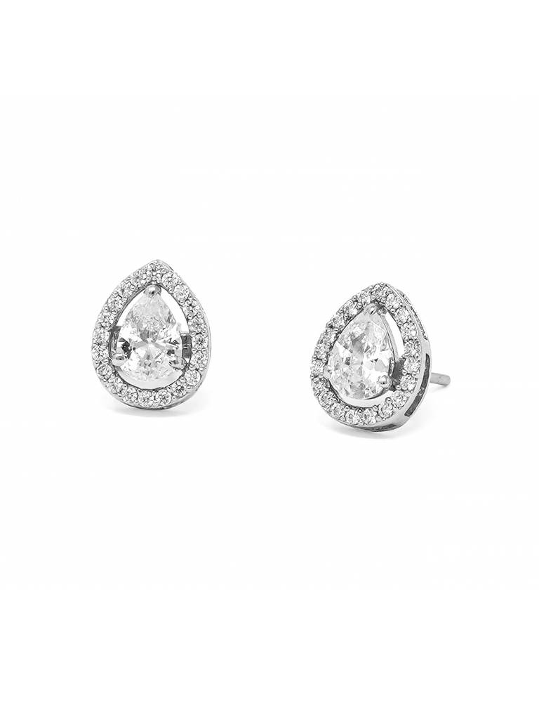 Mannash Trendy Dual Layered Solitaire Sterling Silver Stud Earrings : MCSES457D1095