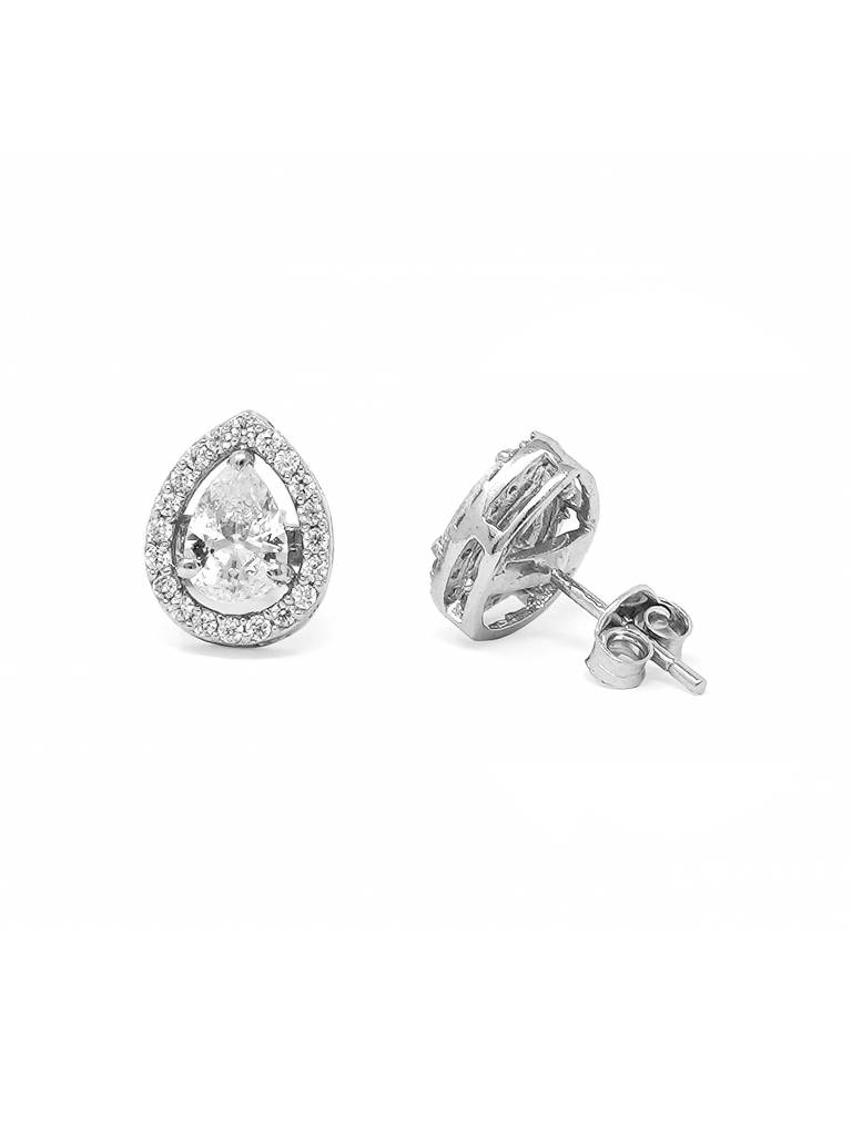 Mannash Trendy Dual Layered Solitaire Sterling Silver Stud Earrings : MCSES457D1095