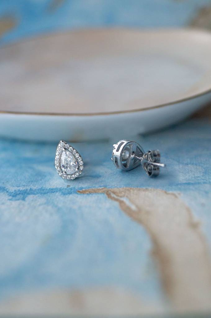 Mannash Trendy Dual Layered Solitaire Sterling Silver Stud Earrings : MCSES457D1095