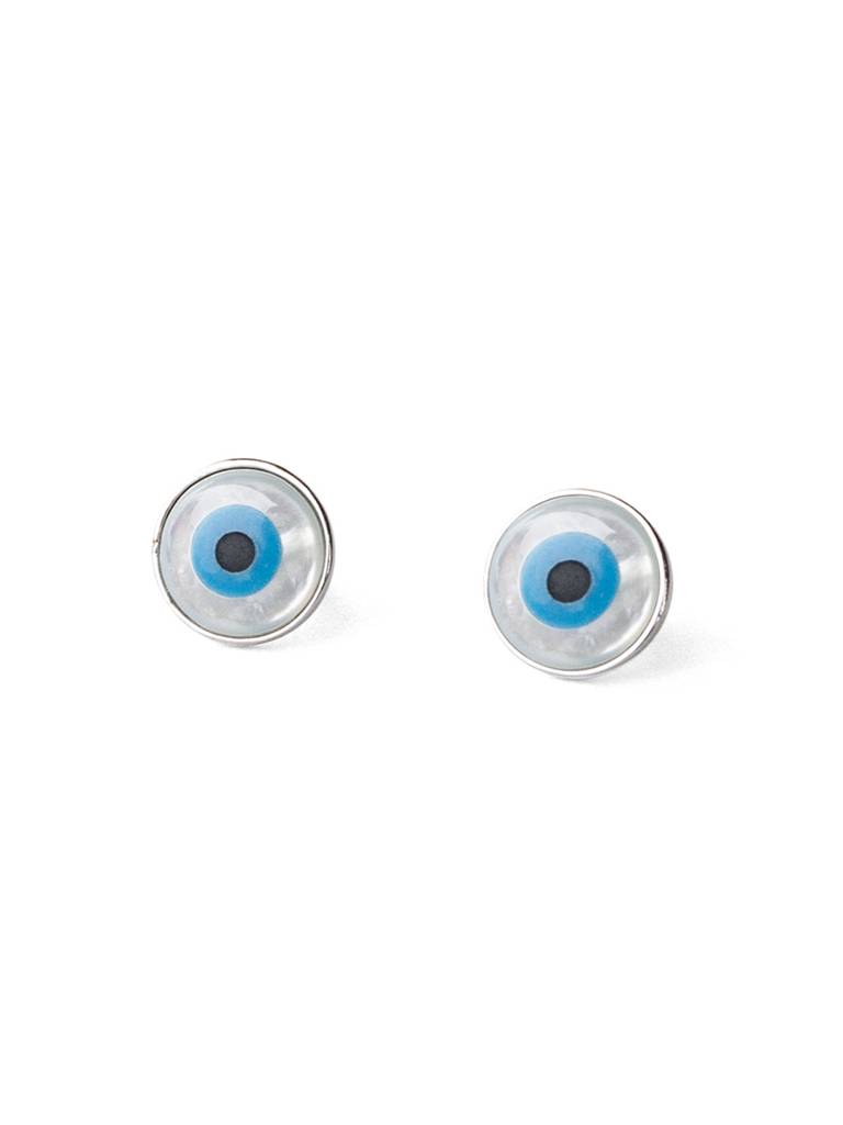 Mannash Evergreen Evil Eye Sterling Silver Stud Earrings : MCSES591D1406