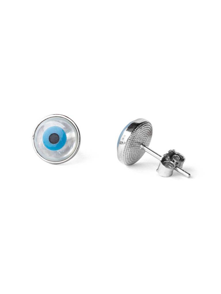 Mannash Evergreen Evil Eye Sterling Silver Stud Earrings : MCSES591D1406