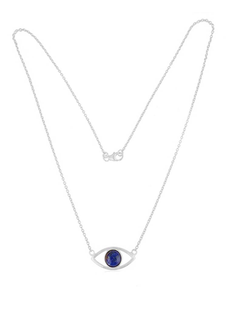 Mannash Protective Lapiz Silver Evil Eye Sterling Silver Pendant Chain Necklace : MCSNCP229D453