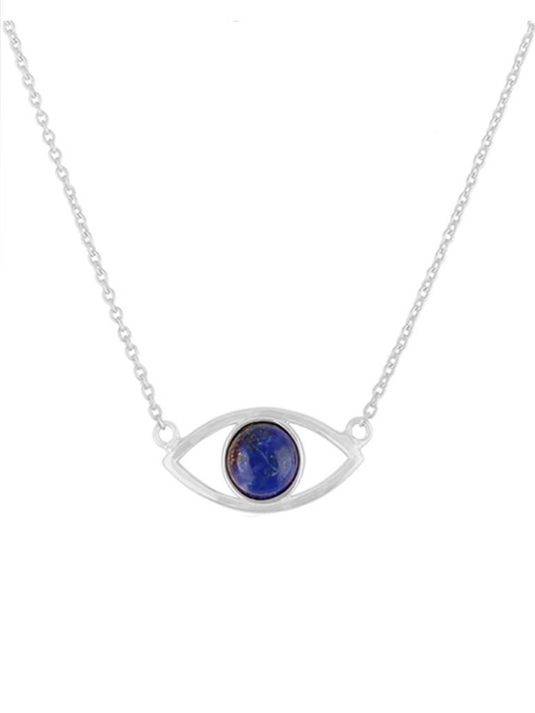 Mannash Protective Lapiz Silver Evil Eye Sterling Silver Pendant Chain Necklace : MCSNCP229D453