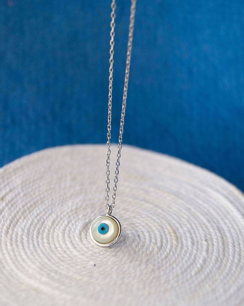 Petite Classic Evil Eye Rose Gold Plated Sterling Silver Chain Necklace : MCSNCP399D907
